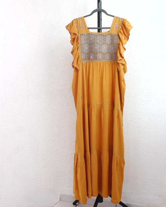 Vestido Josefina Amarillo Gris Unitalla