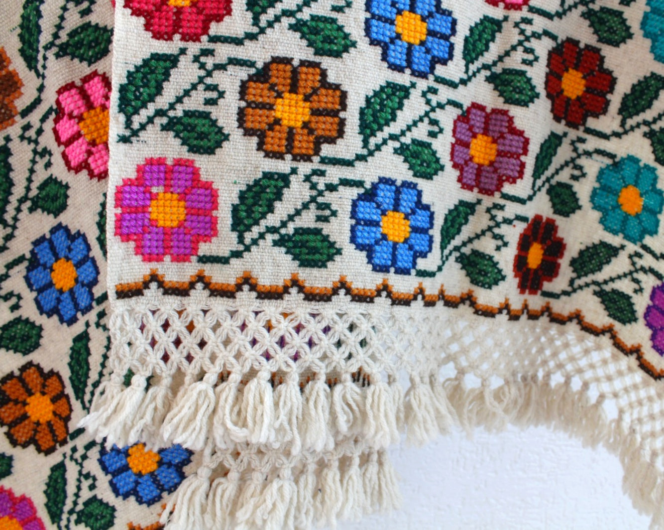 Rebozo Lana Flores Natural
