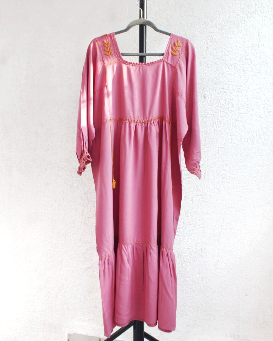 Vestido Julia Flores Manga  XL / XXL Rosa