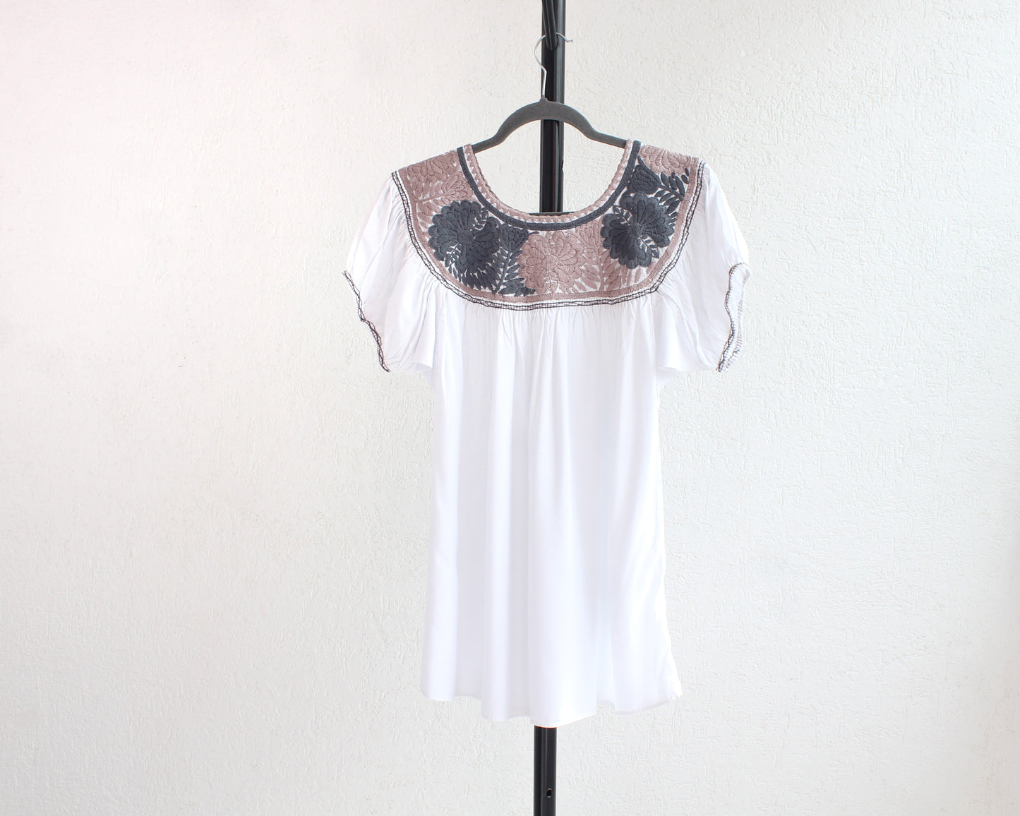 Blusa Aguacatenango Blanco Gris Rosa Palo