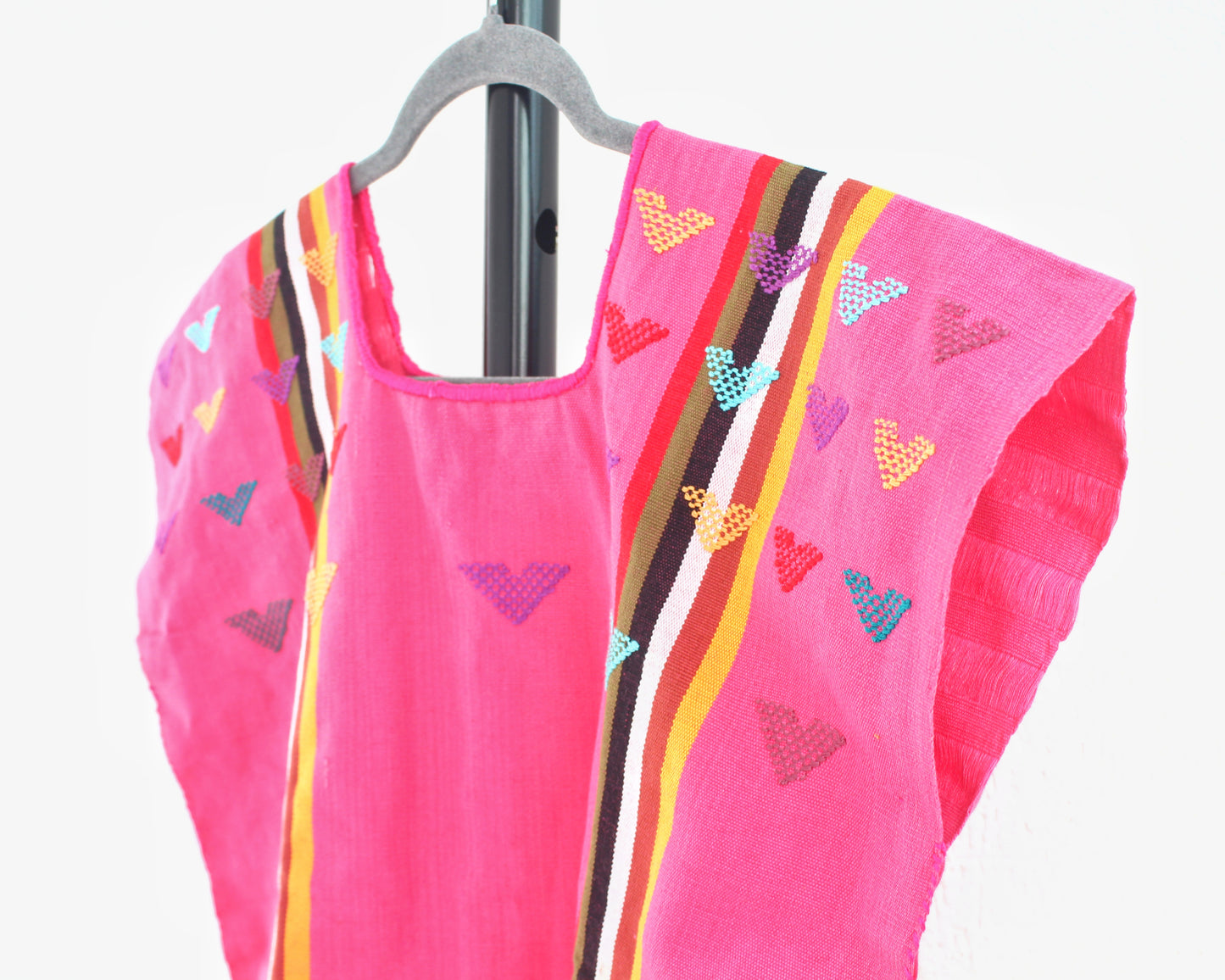Blusa Huipil Corazones Rosa