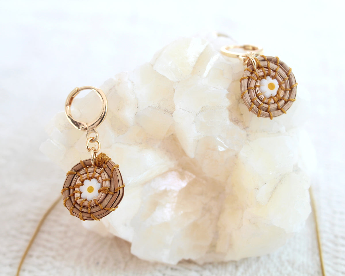 Aretes y Collar Ocoxal Flores Blancas