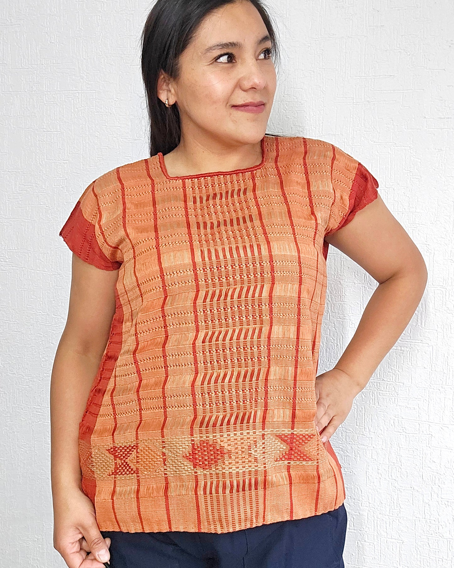 Huipil Angela Naranja Amarillo Unitalla