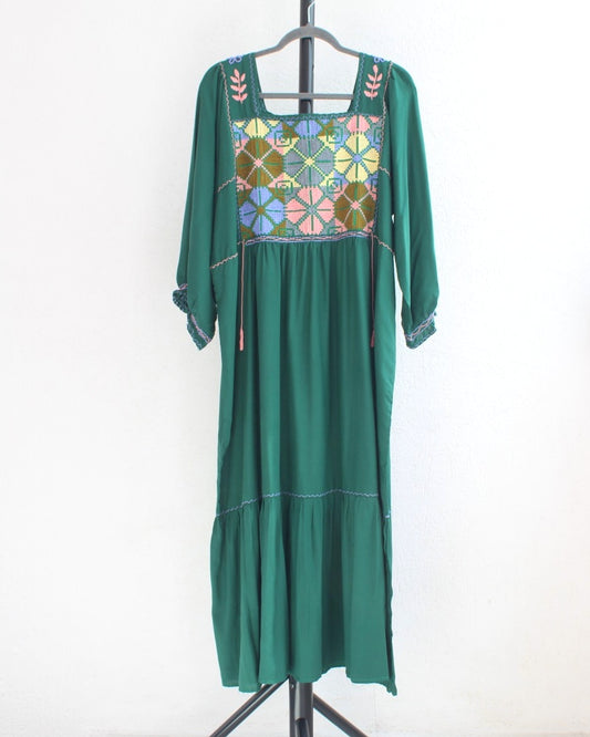Vestido Julia Flores Manga XL / XXL Verde