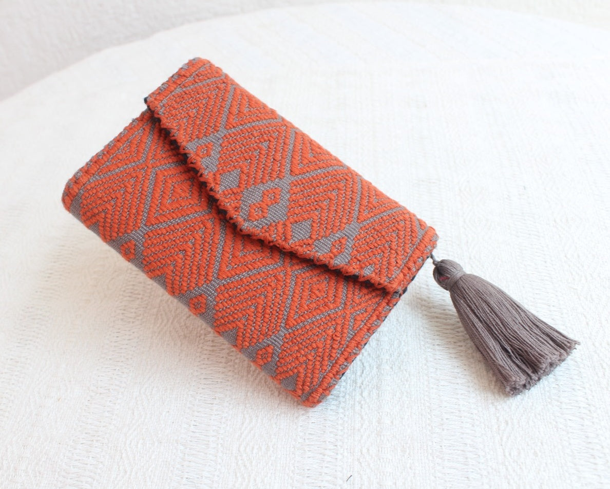 Cartera Flores Naranja Gris