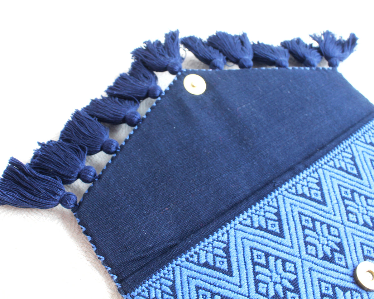 Clutch Artesanal Estrellas Azul