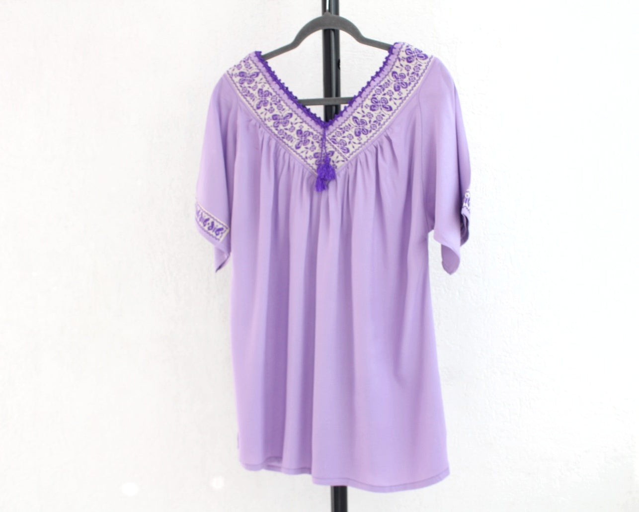 Blusa Cuello V Lila Mariposas