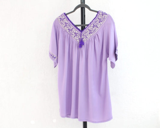 Blusa Cuello V Lila Mariposas