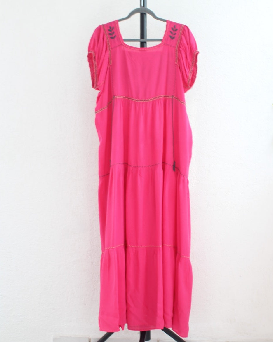 Vestido Maribel Flores Rosa Mexicano Colores L / XL