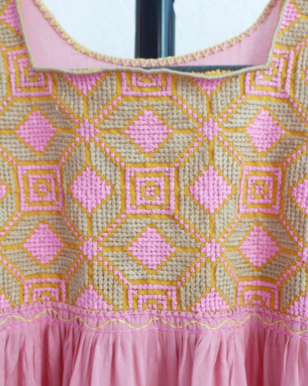 Vestido Maria Flores Rosa Amarillo Verde L / XL