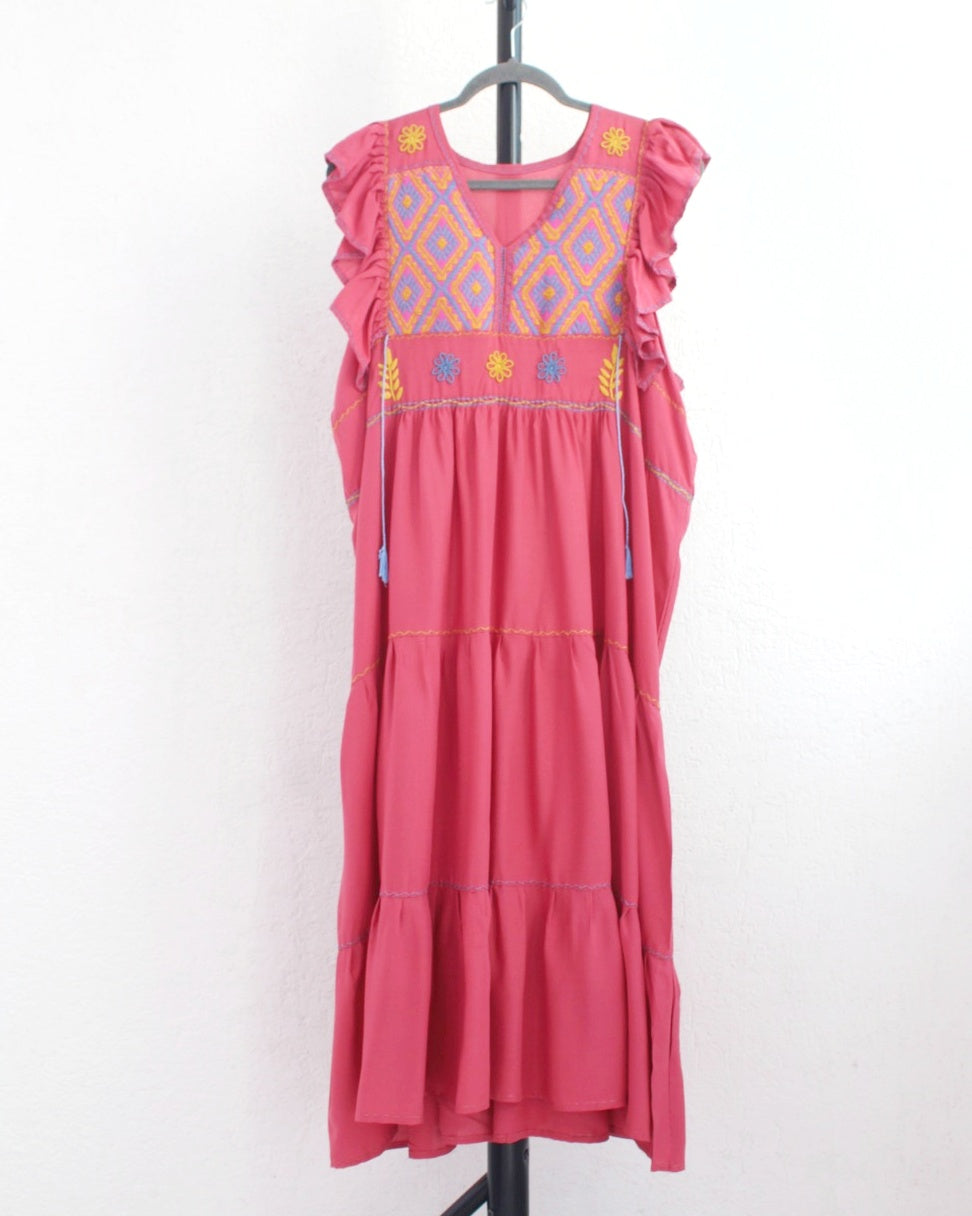 Vestido Antonia Coral Azul Amarillo 2XL