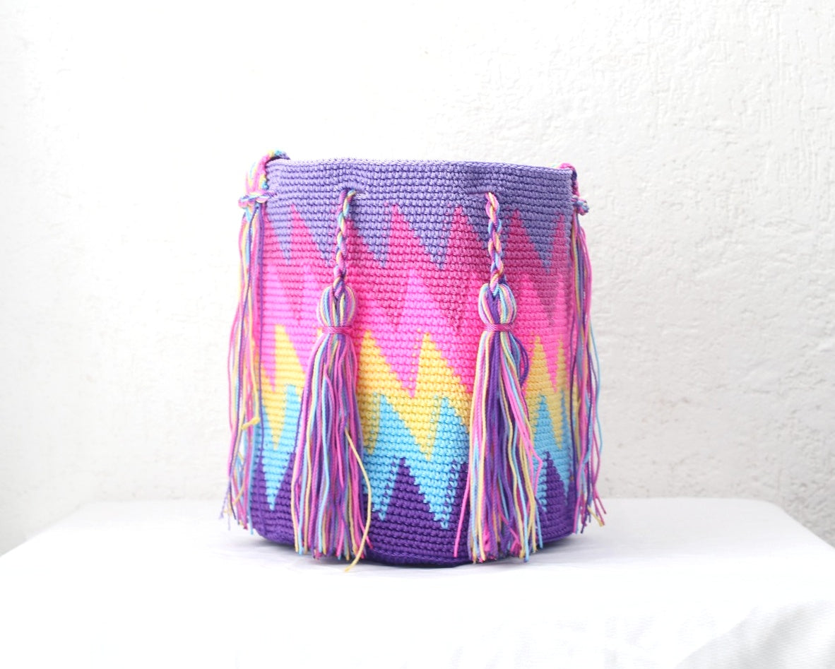 Bolso Morral ZigZag Lila Rosa Azul
