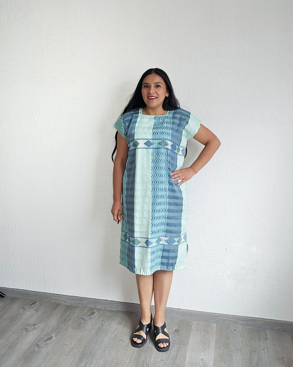 Huipil Angela Azul Aqua Unitalla