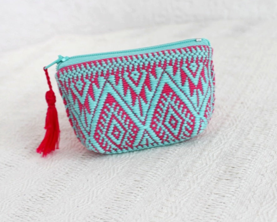 Mini Monedero Estrellas Turquesa Rosa