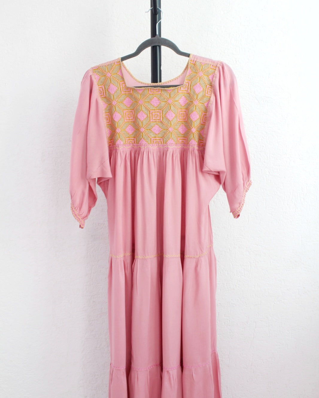Vestido Maria Flores Rosa Amarillo Verde L / XL
