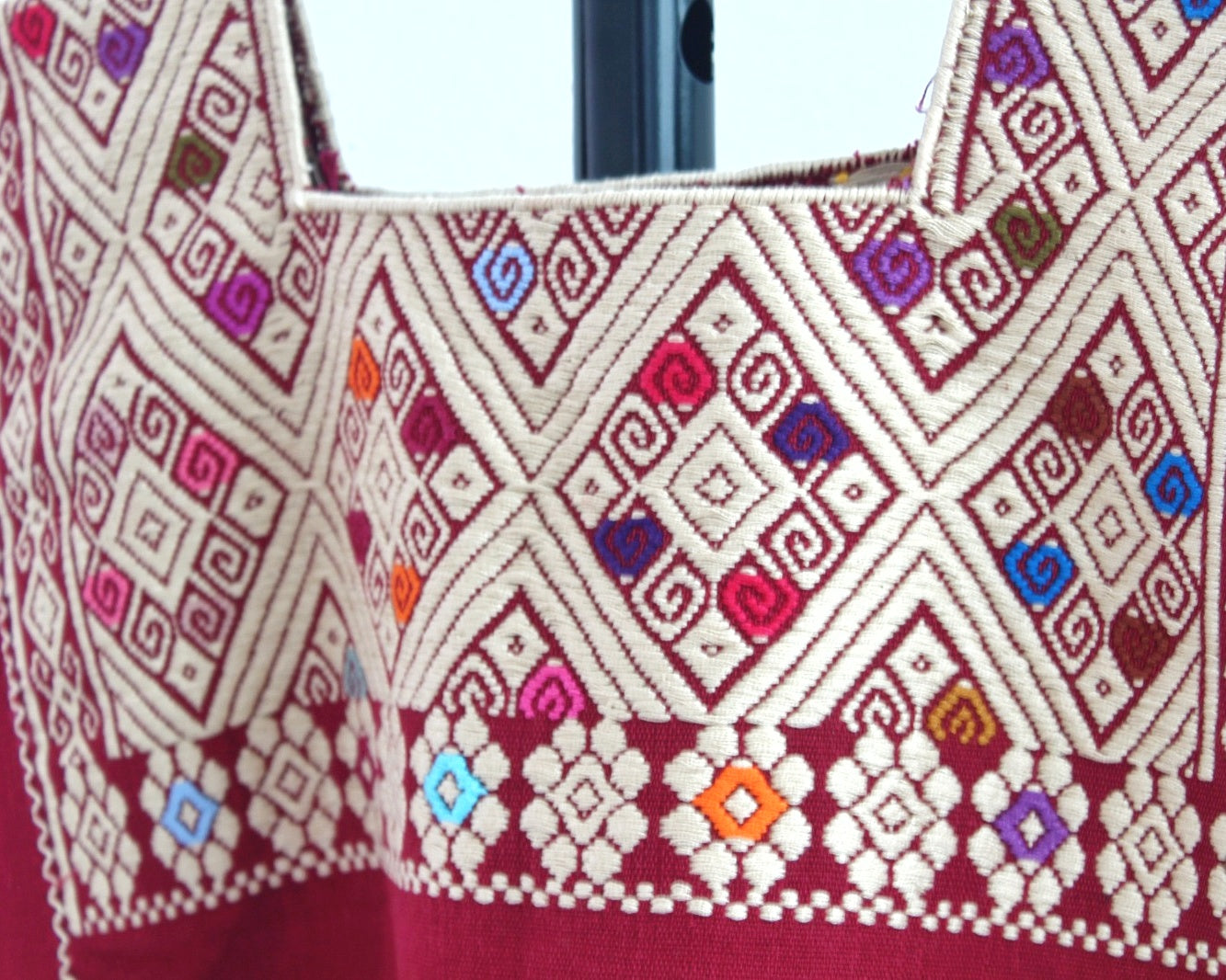 Blusa Huipil Pejel Vino Crema XL XXL