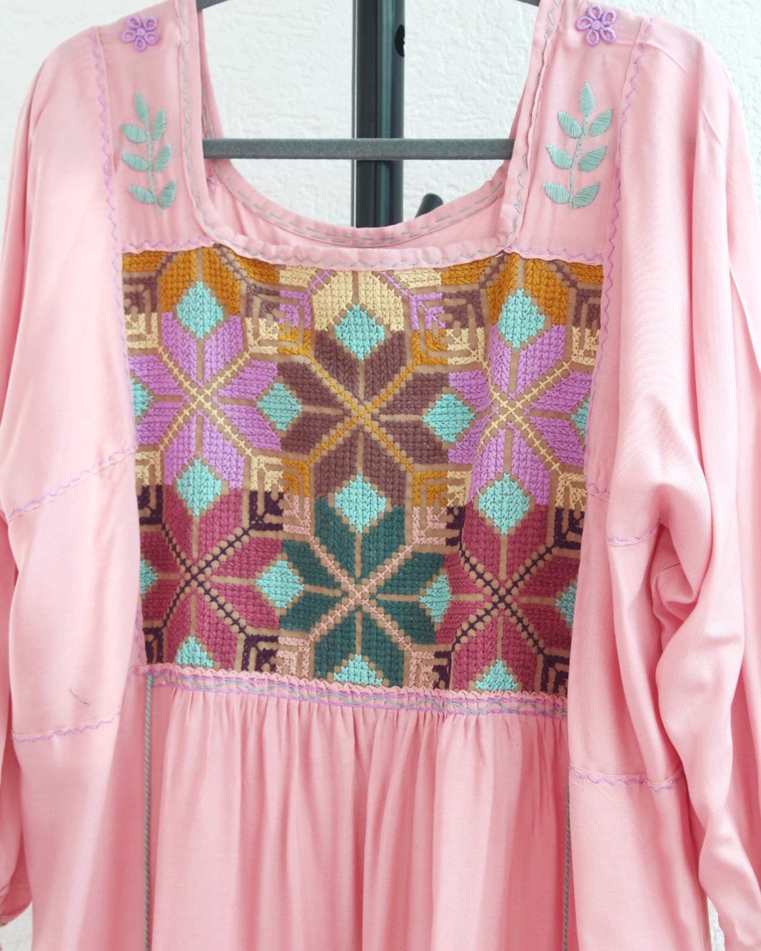 Vestido Julia Flores Manga  XL / XXL Rosa Pastel