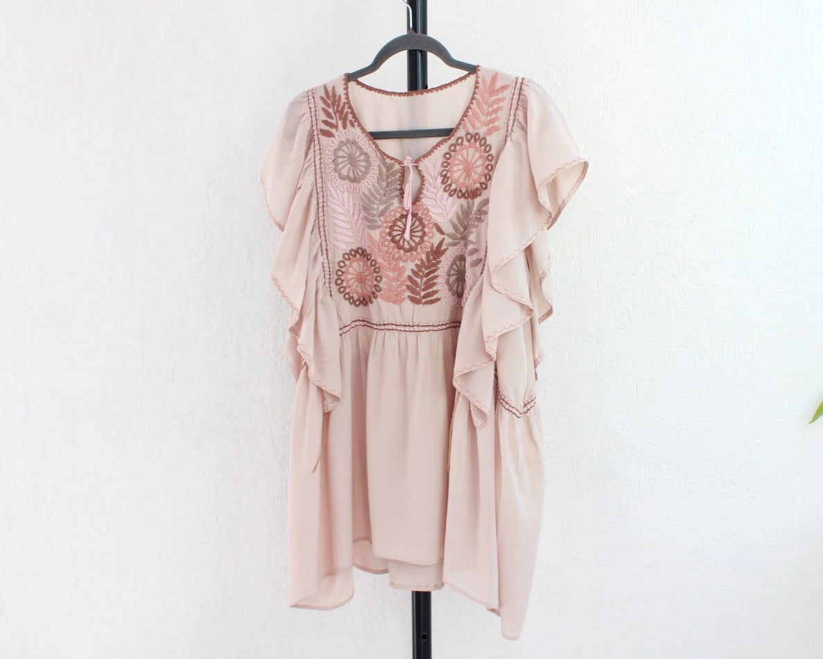 Blusa Celia Crema Rosa Café Unitalla