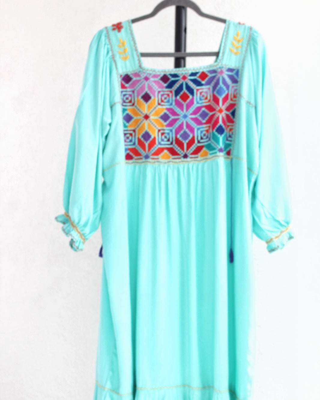 Vestido Julia Flores Manga  XL / XXL Aqua