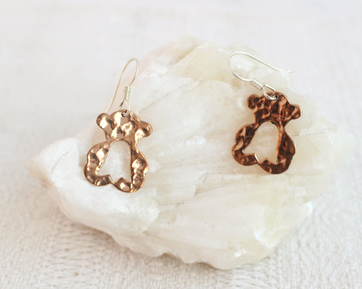 Aretes Cobre Osos Pequeños