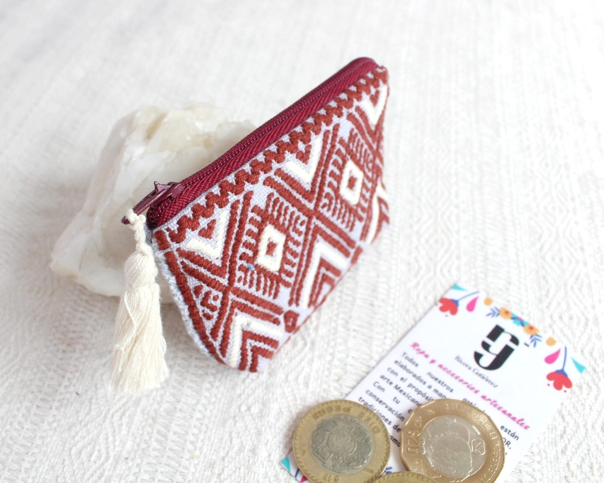 Mini Monedero Estrellas Vino Gris Blanco