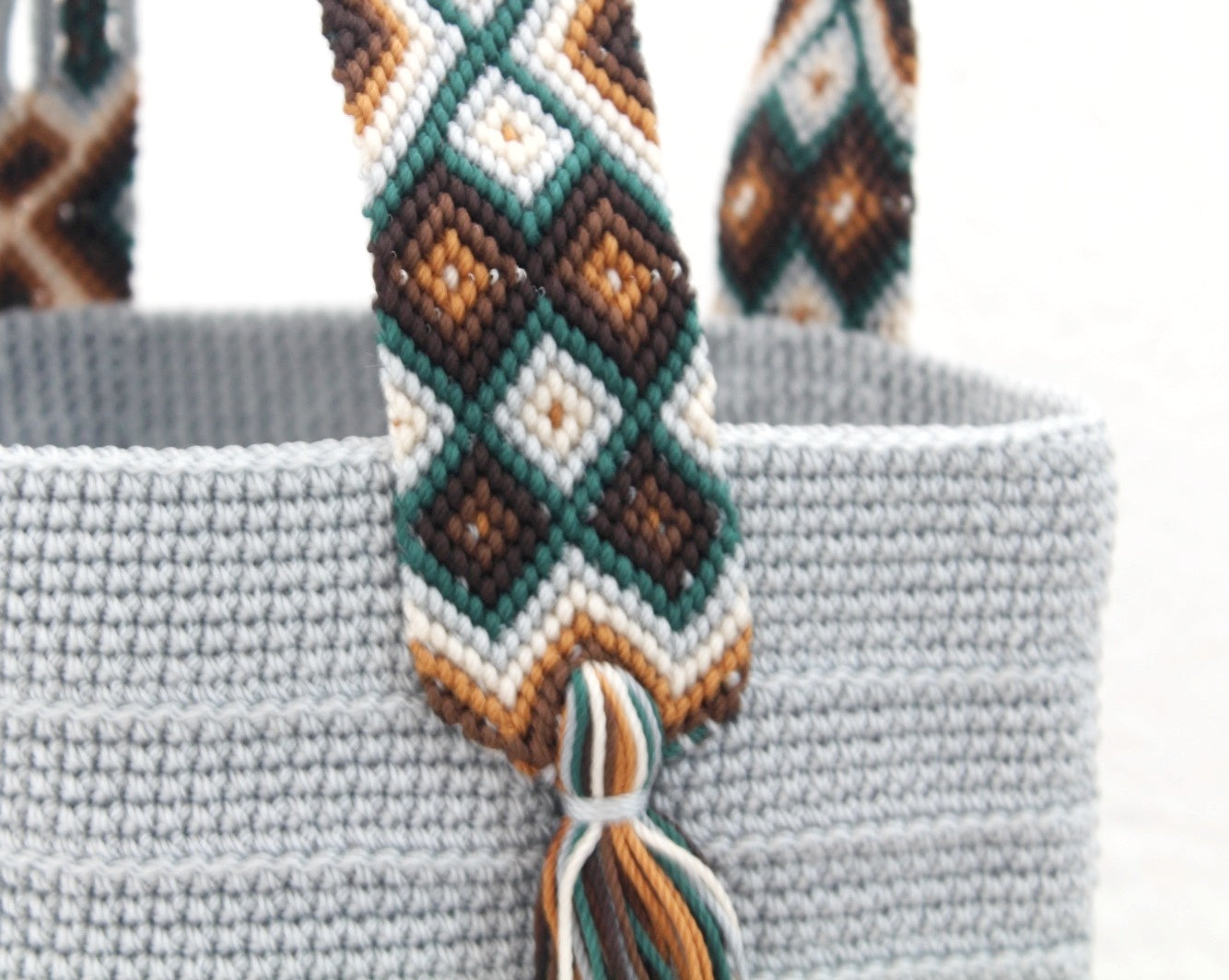 Bolso de mano Gris Verde Café