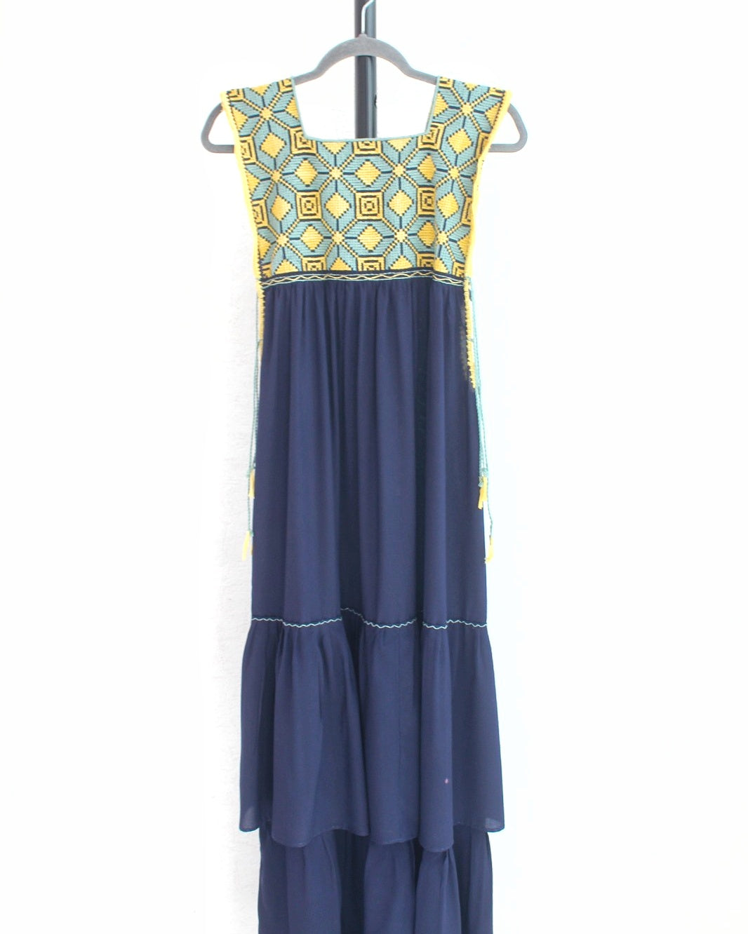 Vestido Teresa Azul Marino Amarillo Unitalla
