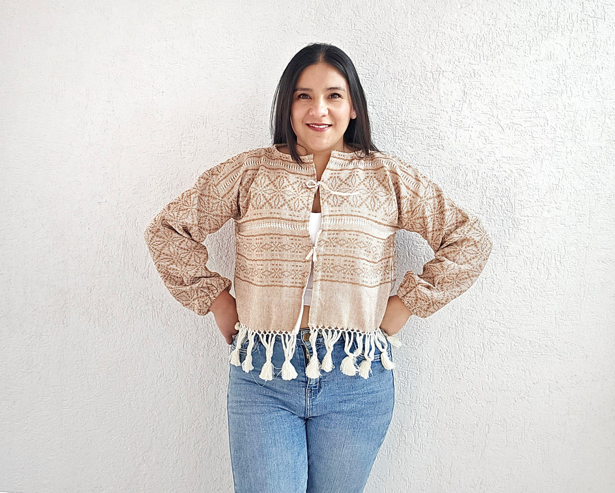 Saco Flores Beige