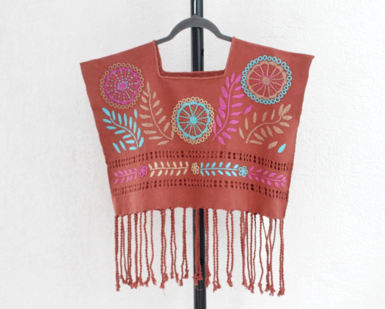 Crop Top Flores Rococo Marrón Turquesa