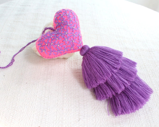 Corazón Florecitas Rosa Morado
