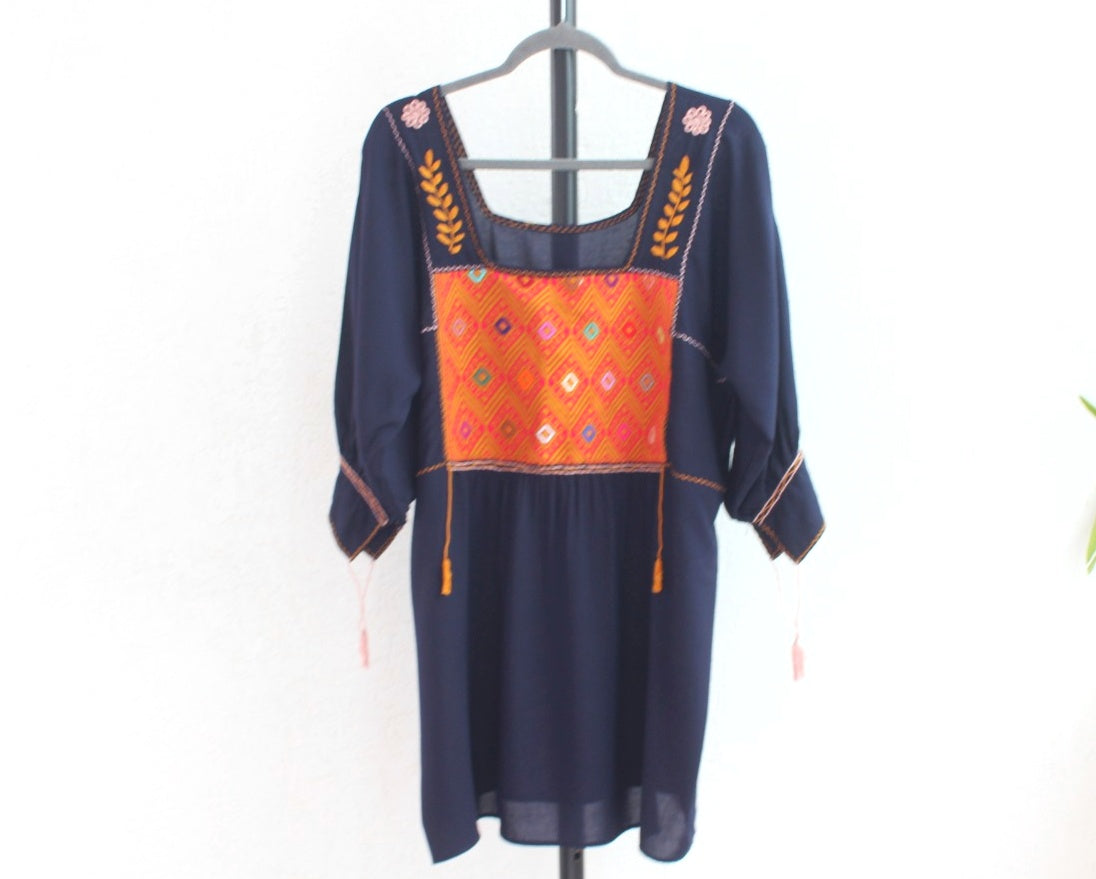 Blusa Julia Azul Marino Naranja L- XL