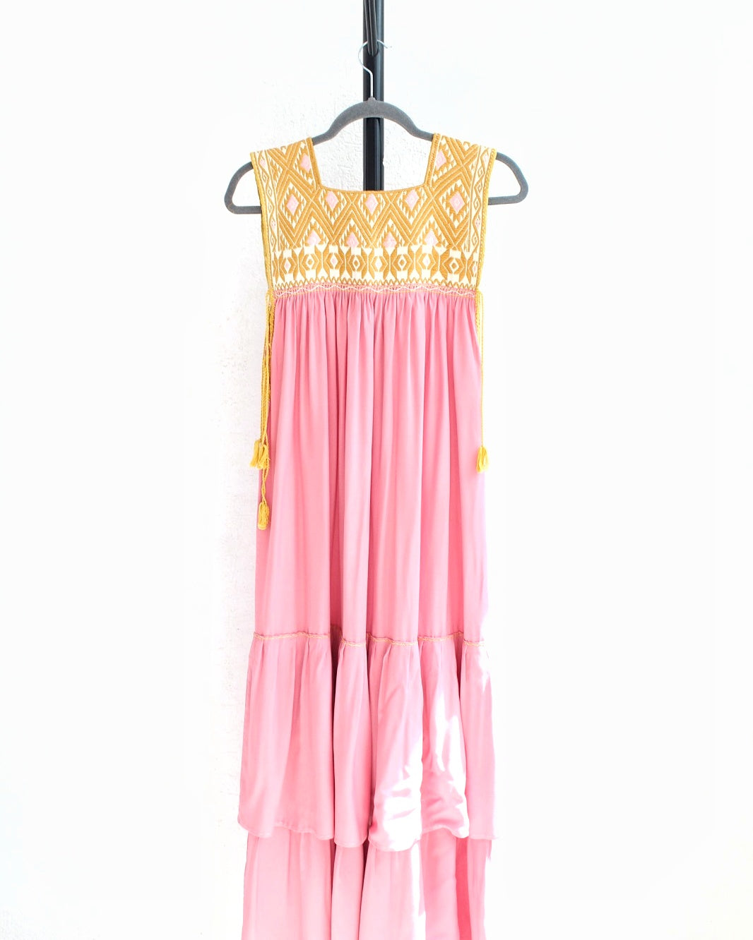 Vestido Teresa Rosa Amarillo Telar Unitalla