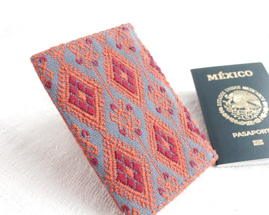 Porta Pasaporte Grecas Naranja Vino