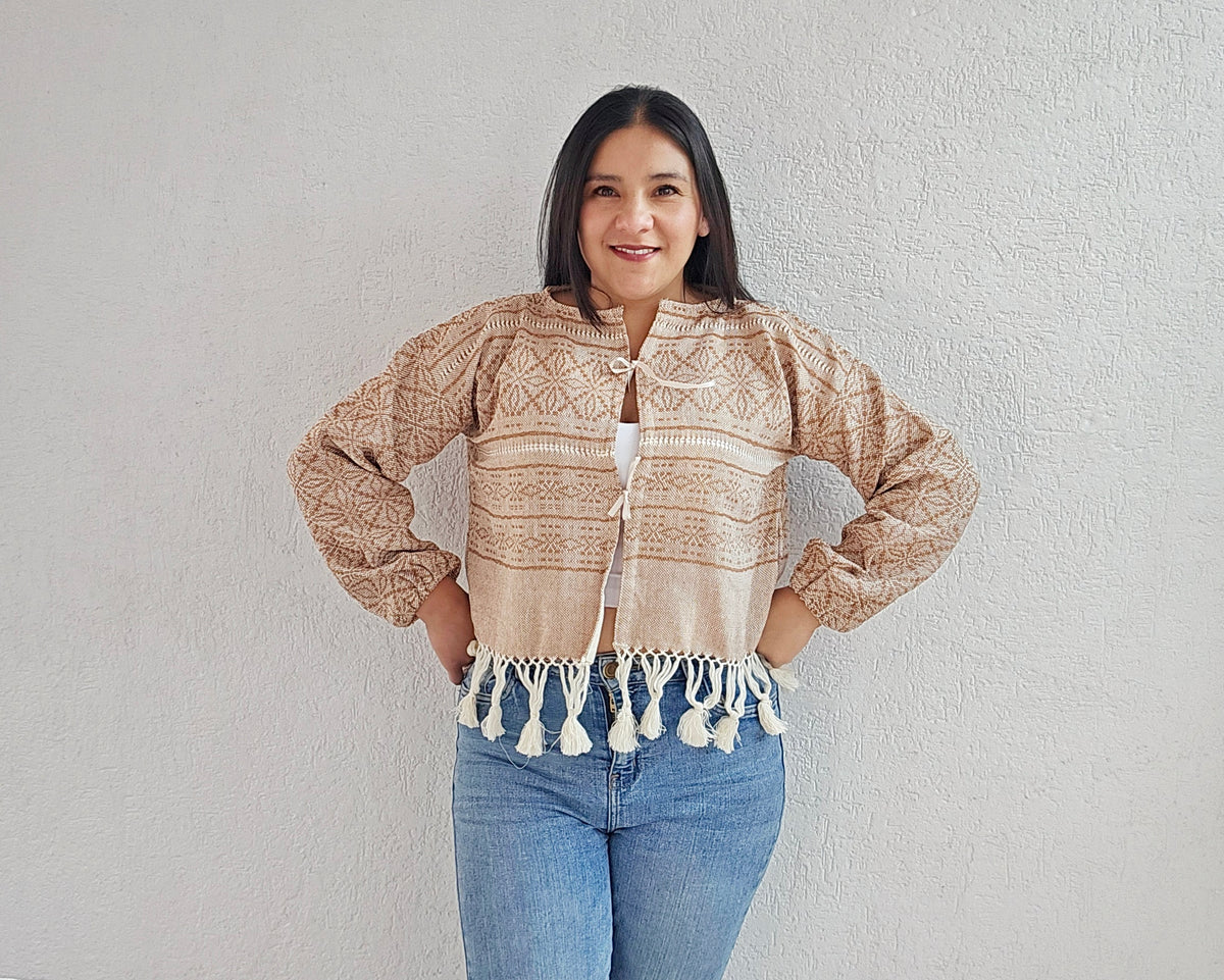 Saco Flores Beige