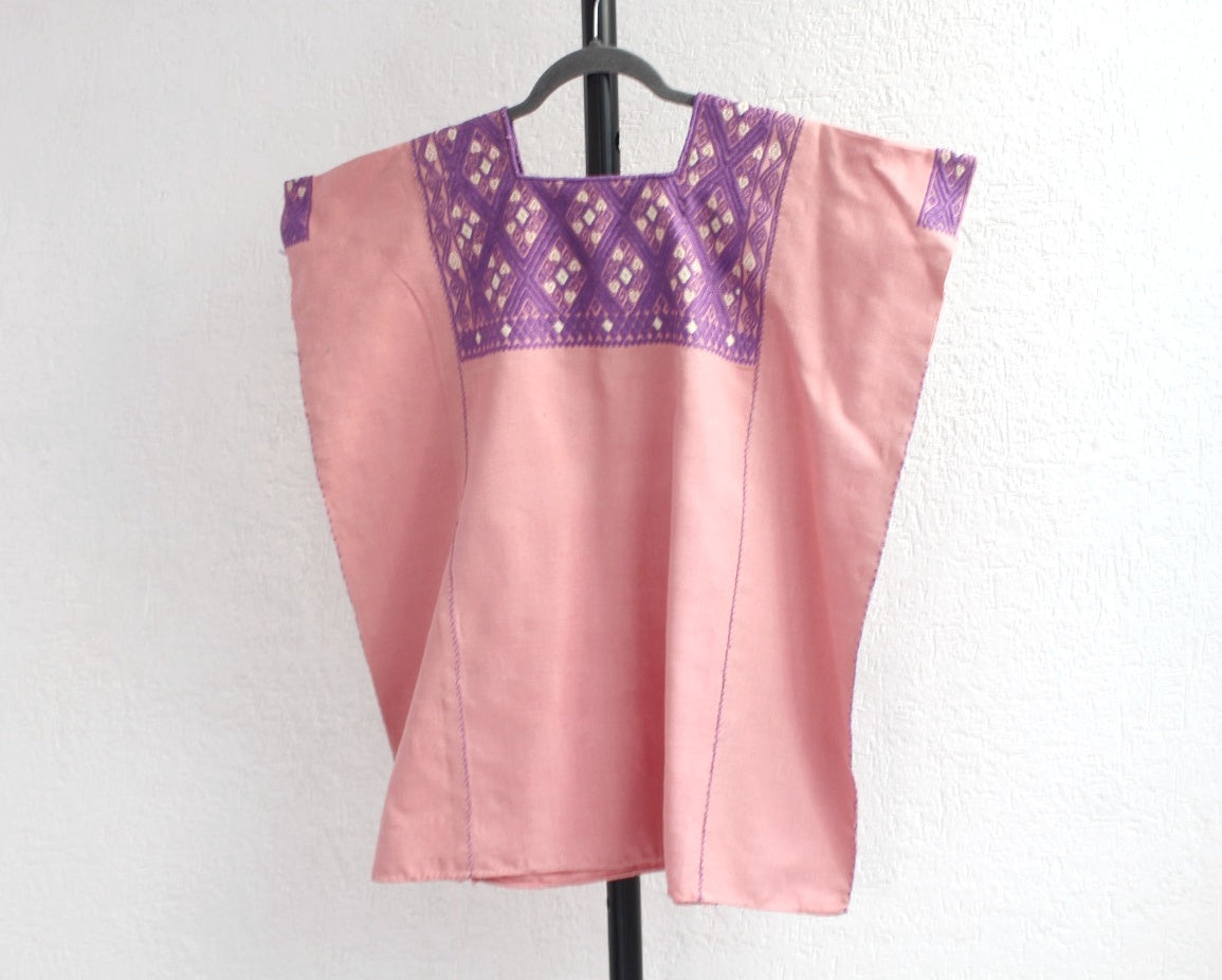 Huipil Corto Laura XL - 2XL Pejel Salmon Lila