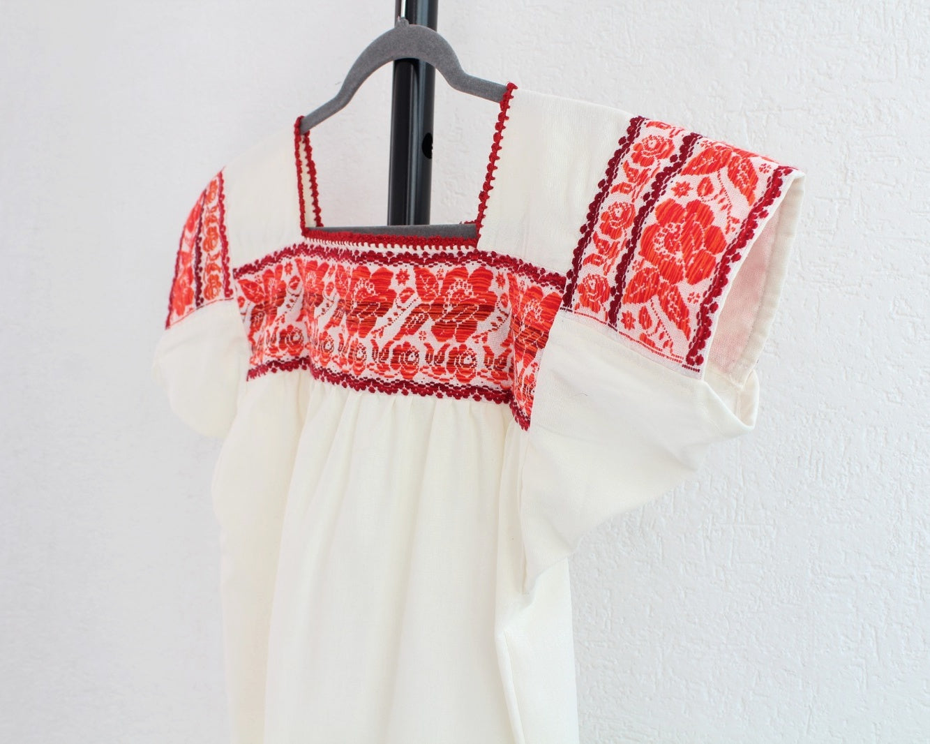 Blusa Tradicional Bordada Rosas Naranja M - L