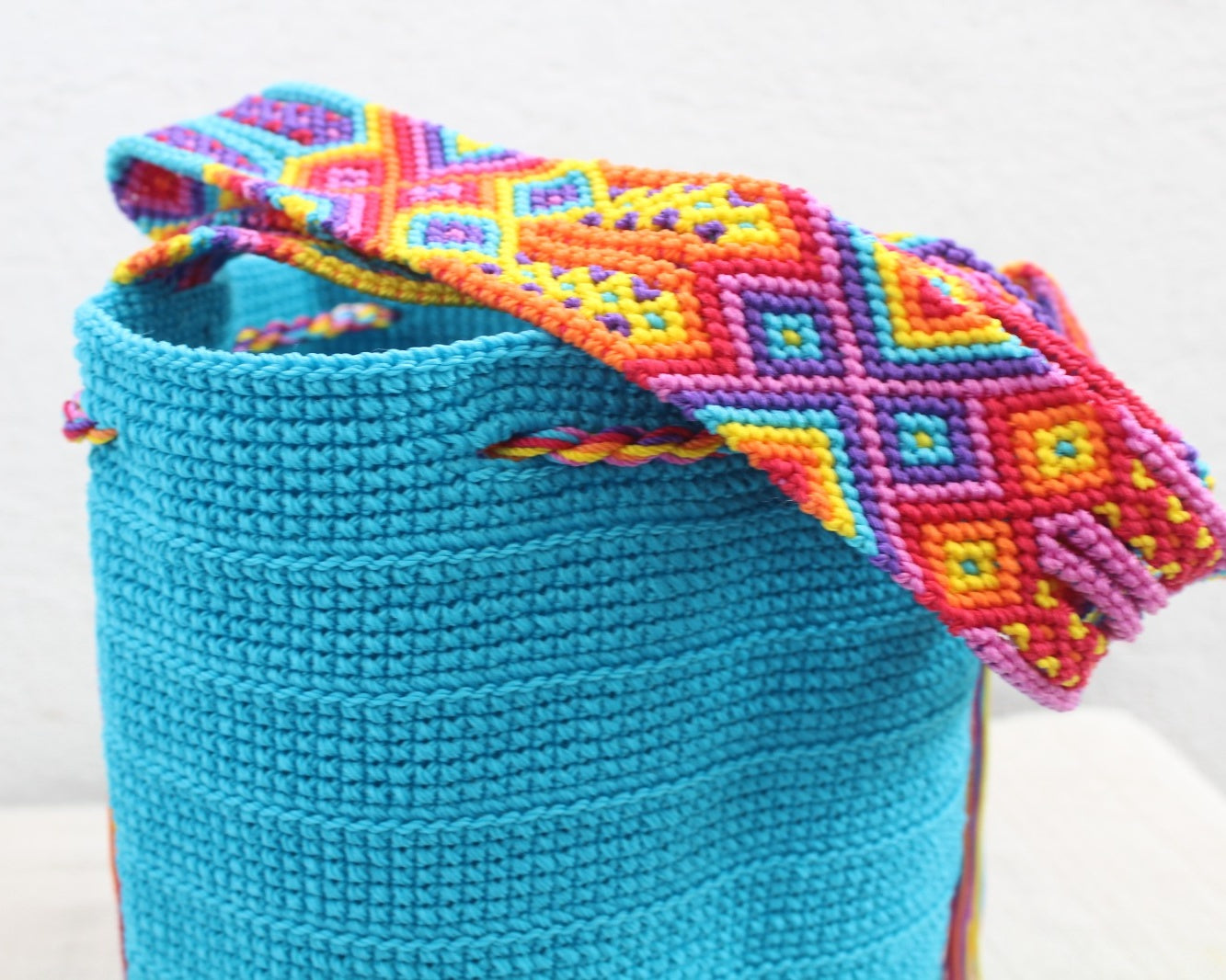 Bolso Morral Azul Amarillo Rosa