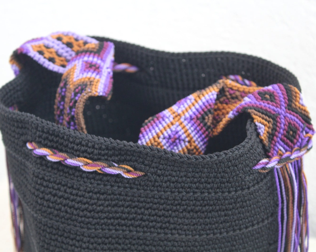 Bolso Morral Negro Morado Lila Café
