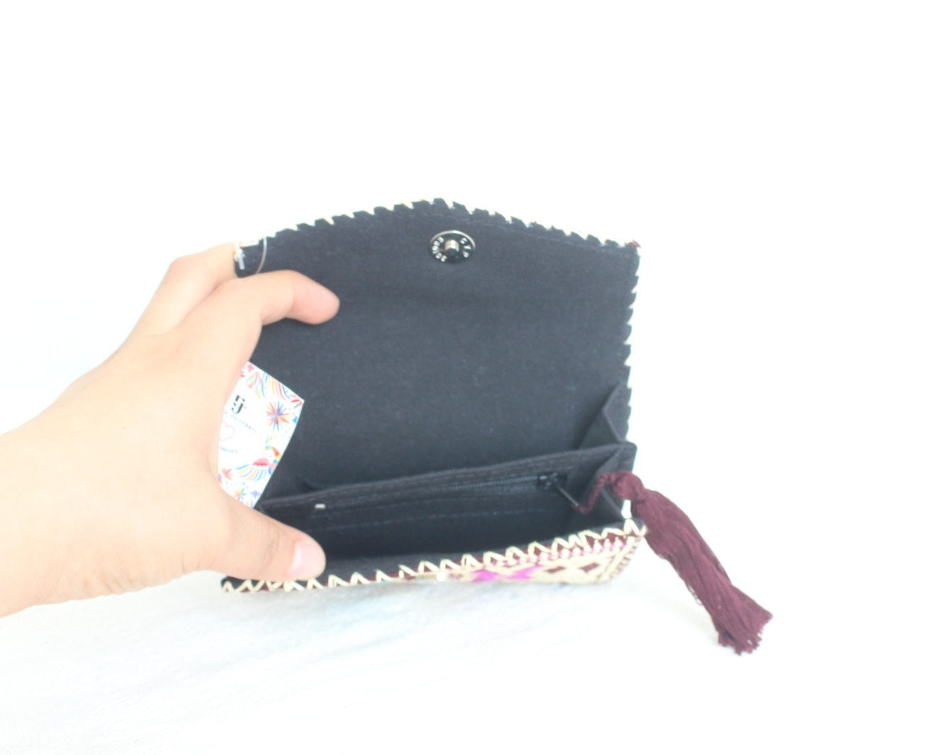 Cartera Flores Colores Beige Vino