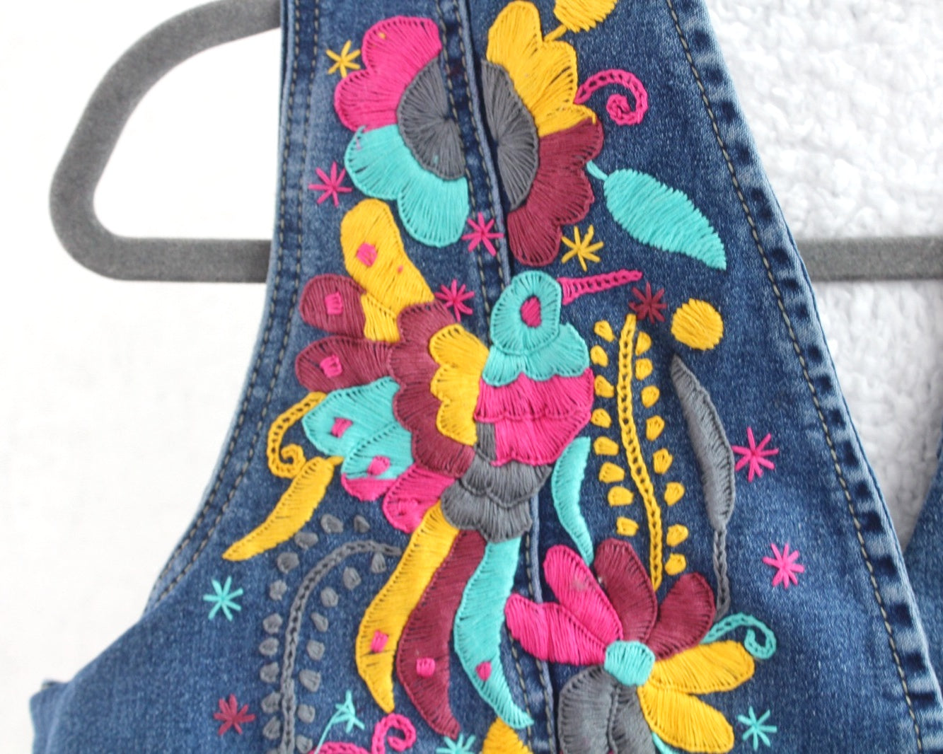 Chaleco Mezclilla Turquesa Rosa Unitalla