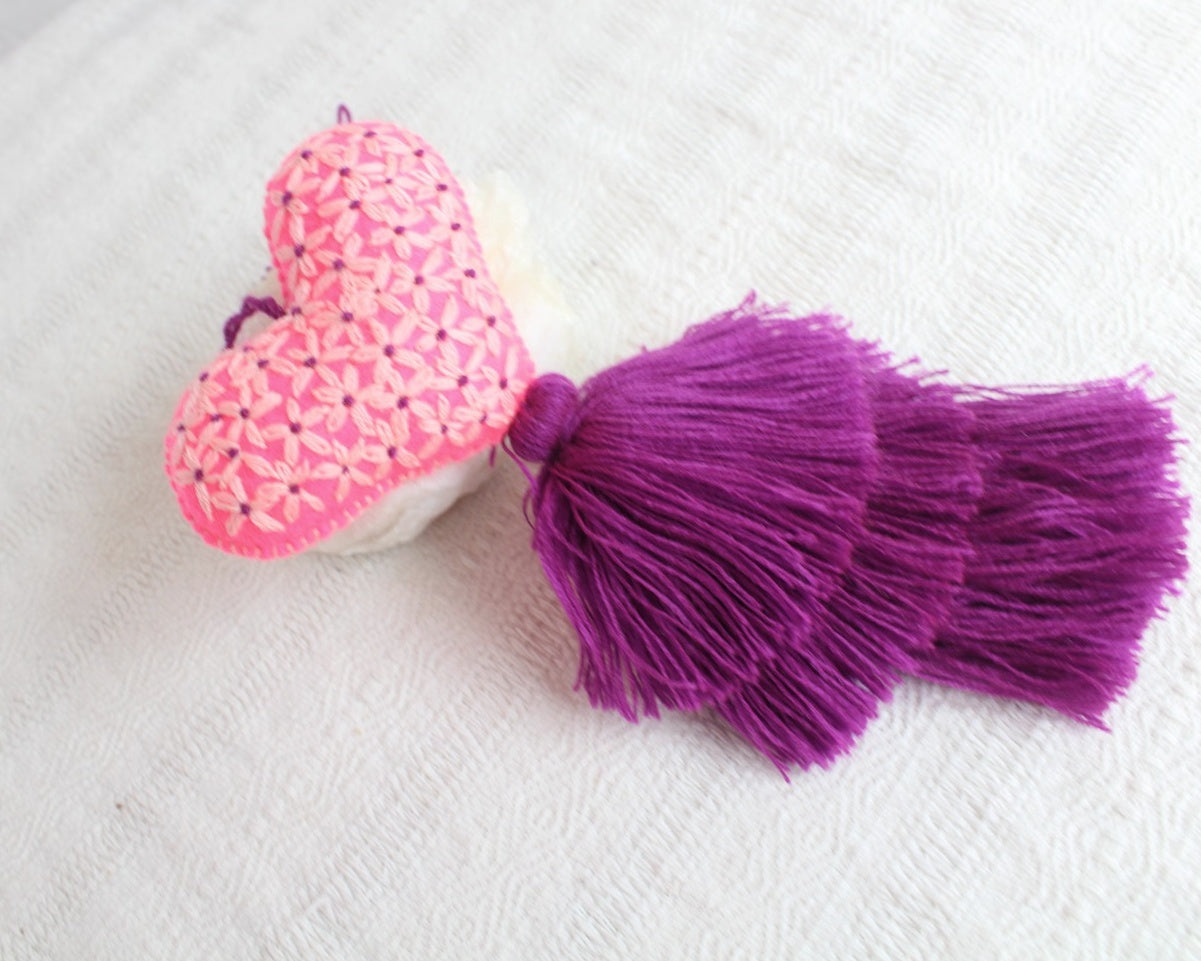 Corazón Florecitas Rosa Violeta