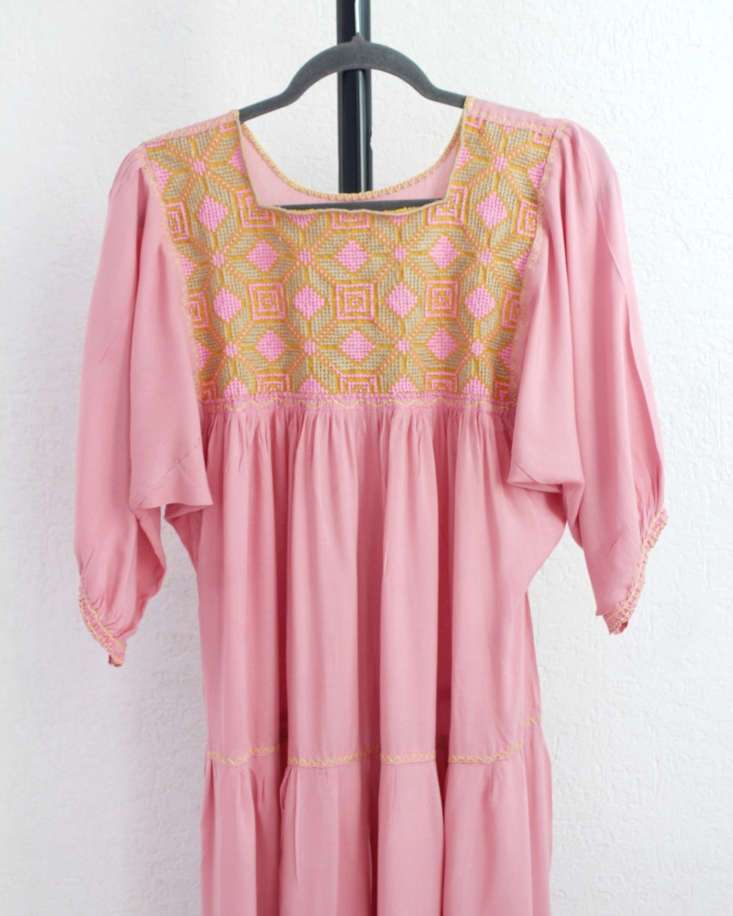 Vestido Maria Flores Rosa Amarillo Verde L / XL