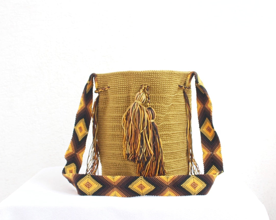 Bolso Morral Mostaza Negro
