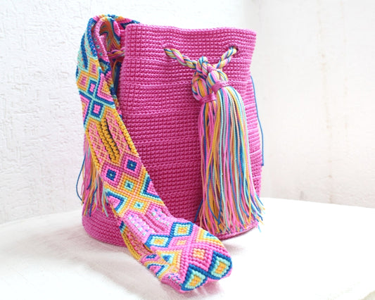 Bolso Morral Rosa Azul Amarillo