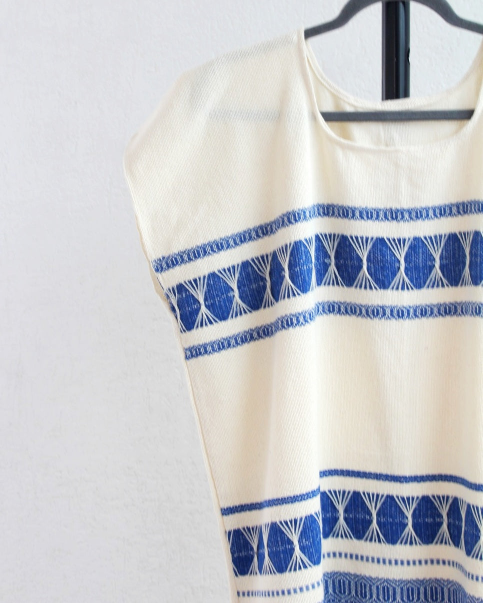 Huipil Largo Ali Natural Azul Rey XL XXL