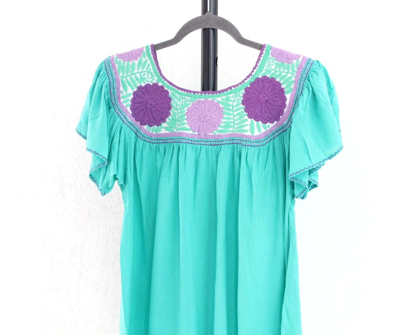 Blusa Aguacatenango Turquesa Morado Lila