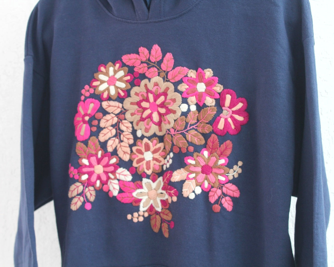 Sudadera L Flores Azul Marino Rosa