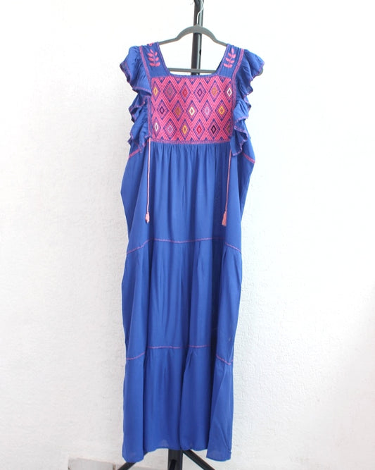 Vestido Josefina Azul Rey Rosa Unitalla