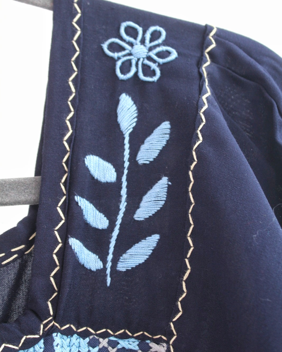Vestido Julia Flores Manga XL / XXL Azul Marino