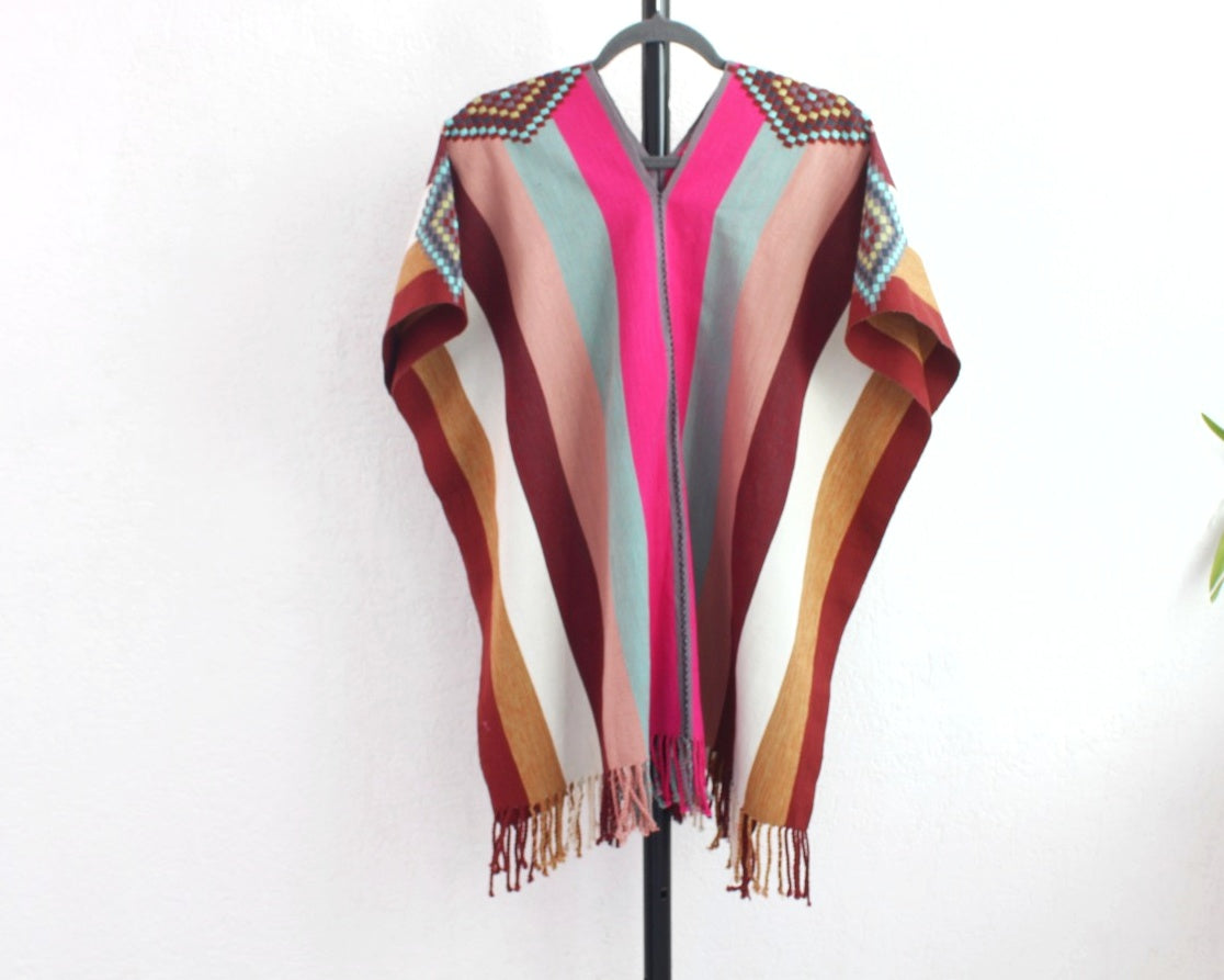 Jorongo Rombos Café Rosa Blanco